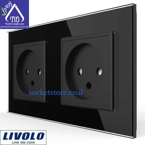 שקע כוח ישראלי כפול זכוכית שחורה LIVOLO C7C1+1IL-12