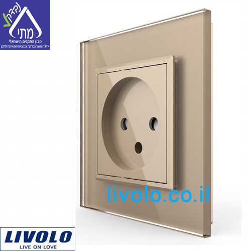 שקע כוח ישראלי מרובע זכוכית זהב LIVOLO C7C1IL-11