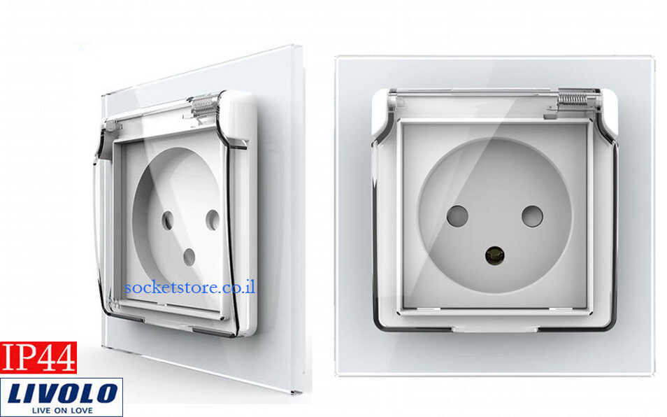 שקע כוח ישראלי לבן מוגן מים LIVOLO C7C1ILWF-11 IP44