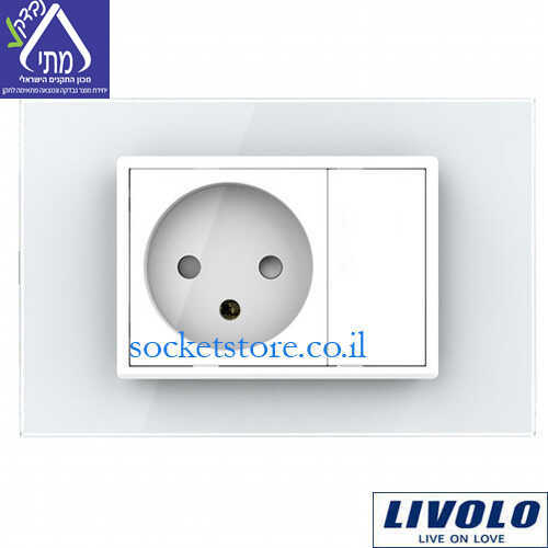 שקע כוח ישראלי זכוכית לבנה LIVOLO C9C1IL-11 3M 