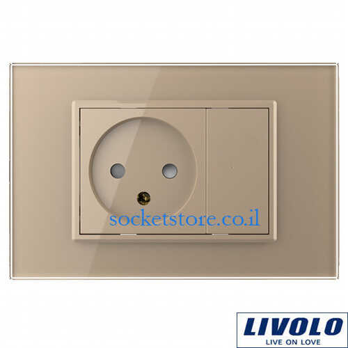 שקע כוח ישראלי זכוכית זהב LIVOLO C9C1IL-15 3M 