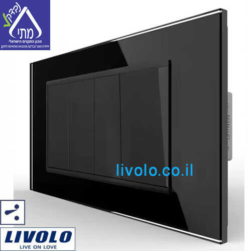 מפסק חילוף רביעייה זכוכית שחורהLIVOLO VL-C9K4S-12