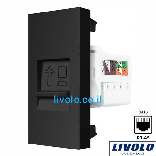שקע רשת שחור LIVOLO VL-FCCP-1BP RJ45 CAT6