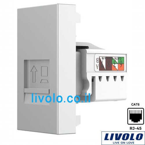 שקע רשת אפור LIVOLO VL-FCCP-1IP RJ45 CAT6