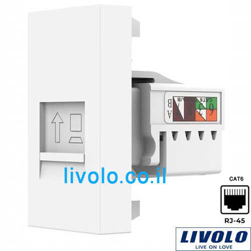 שקע רשת לבן LIVOLO VL-FCCP-1WP RJ45 CAT6