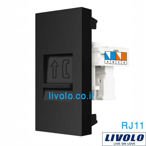 שקע טלפון שחור LIVOLO VL-FCTP-1BP RJ11