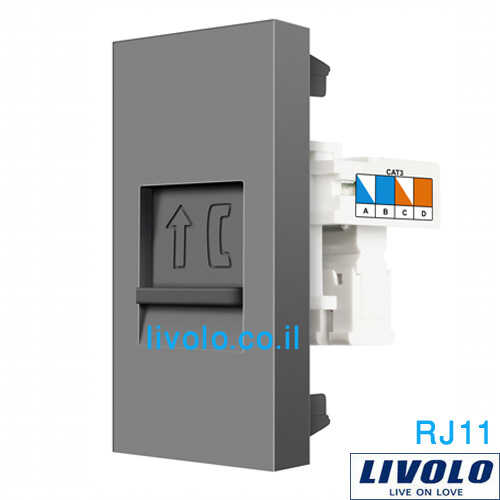 שקע טלפון אפור LIVOLO VL-FCTP-1IP RJ11